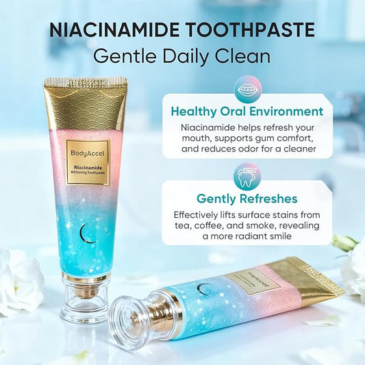 BodyAccel Niacinamide Whitening Toothpaste Niacinamide Toothpaste Stain Removal Toothpaste Natural Fresh Breath